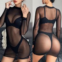 Sexy Mesh Sheer Bikini Cover Up Frauen Bademode Badeanzug Sommer Strand Kleid Clubwear
