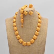 Neue äthiopische Dubai Gold Farbe Schmuck Sets Hochzeit Frauen Halsketten Ohrringe Schmuck Sets eritreischen Schmuck Geschenke