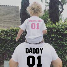 1 Stück Vater Baby Shirts Papa 01 Papas Mädchen 01 T-Shirts Papa und Tochter Match T-Shirt Sommer Kurzarm Familienlook