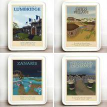 Retro travel poster-Runescape-Ensemble de Modern Retro Wizard Geek Gamer game layout printing poster