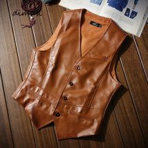 DIMUSI Herbst männer Westen Mäntel Mode PU Leder Ärmellose Jacken Casual Outwear Biker Leder Westen Herren Kleidung