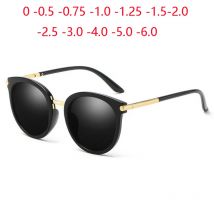 Vintage Minus Objektiv Polarisierte Sonnenbrille Rezept Frauen Anti-glare Grau Linsen Oval Kurze-anblick Goggle 0-0,5-0,75 zu-6,0