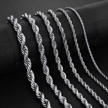 Jiayiqi 2mm-7mm Seil Kette Halskette Edelstahl Nie Verblassen Wasserdicht Halsband Männer Frauen Schmuck Silber Farbe ketten Geschenk