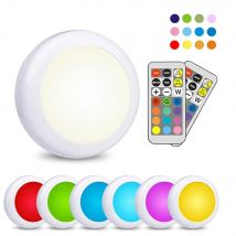 Luce per armadio a LED Lampada a disco RGB Telecomando Alimentato a batteria Dimmerabile Cucina sotto l'armadio Luce per armadio Luce notturna Multicolor