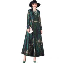 Herbst Winter Jacquard Graben Mantel für Frauen Taschen Blumen Übergroßen Luxus Graben Frauen Einreiher Unten Outwear DZ2188