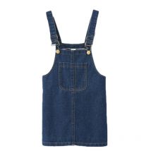 2020 neue Mädchen Denim Strap Baby Kleid Baumwolle Kleinkind Mädchen Frühling Sommer Herbst Ärmel Tasche Vorne Kurzes Kleid 2-10Y