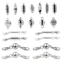 2Sets Rhodium Strong Magnetic Lobster Clasp Handmade Fit Leather Bracelets Necklace Connectors Hook For Jewelry Making Supplies