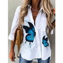 Temperament Women Shirt Loose Long Sleeve Shirt Women Casual Printed Women Top