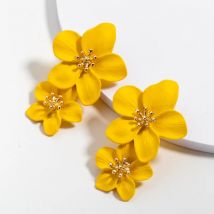 Koreanische Große Doppel Blume Tropfen Ohrringe für Frau Sommer Strand Party Metall Aussage Ohr Boho Mode Schmuck Mädchen Geschenk