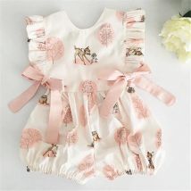 0-24M Sommer Kleidung Baby Mädchen Deer Blume Baumwolle Weiche Strampler Mädchen Overall Mode Säuglings Kleidung