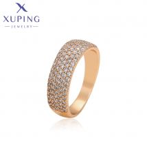 Xuping-Schmuck Mode Mohamed Sari Einfacher eingelegter Stein Charm Kupferlegierung Runder Goldfarbener Ring für Frauen Geschenke X001011959