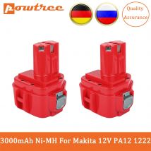 Powtree-Batería de repuesto para herramientas eléctricas Makita PA12 Ni-MH, 12V, 3000mAh, 1220, 1222, 1235 S, 6271D
