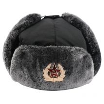 Warm Soviet Badge Lei Feng Hats Men's Russian Army Ushanka Bomber Hat Outdoor Plus Velvet Thicken Caps Windproof Ski Earflap