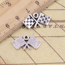 25pcs Charms Racing Flag 13x22mm Tibetan Silver Color Pendants Antique Jewelry Making DIY Handmade Craft For Bracelet Necklace