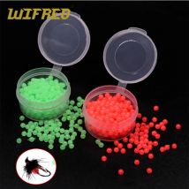 Wifreo 200 stücke Weiche Mini Fliegen Binden Glow Perlen Fliegen Binden Material Wet Fly Salzwasser Angeln Sabiki Fly Luminous Hot perlen Ei Roe
