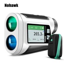 NOHAWK Multifunktions-Golf-Entfernungsmesser, Seitenbildschirmanzeige und Sprachankündigung, Vlaggenverschluss-Vibration für Golfer und Jäger