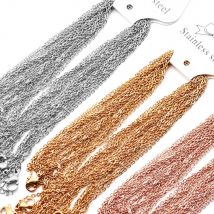 Collane a catena a maglie da donna da uomo in acciaio inossidabile da 12 pz/lotto da 1,5 mm/2 mm per commercio all'ingrosso di gioielli