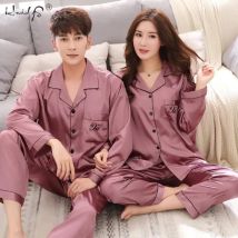 Luxus Pyjama Anzug Satin Seide Pyjama Sets Paar Nachtwäsche Familie Pijama Liebhaber Nacht Anzug Männer & Frauen Casual Hause Kleidung