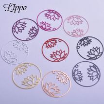 30 stücke AB5405 27mm Runde Lotus Charme Dünnen Messing Blume Halskette Erkenntnisse
