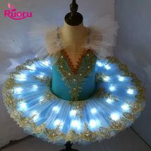 Ruoru Tutu Ballett Led Licht Schwan See Ballerina Pfannkuchen Tutu Mädchen Frauen Erwachsene Kind Ballett Kleid Kinder Tanz Kostüme Tutu led