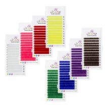 GLAMLASH Individuelle Farbwimpern Natürliche lange Wimpernverlängerung Rosa/Rot/Grün/Weiß/Lila Gemischte Länge Weiche farbige Lahses