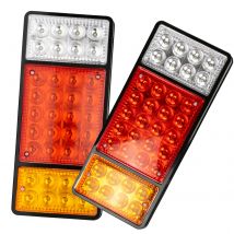 Pair White Amber Red Lighting Tail Light Turn Signal Reverse Brake Lamp Stop Rear Flash Blinker 12V Offroad Board Truck Trailer