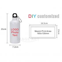 600 ml Sportflasche zum Selbermachen, individueller bunter Druck, Logo, Foto, Aluminium für Biker, Wanderer, Reisen, Werbegeschenke, Geschenke, Souvenir
