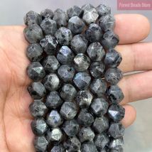 Naturstein, facettierter schwarzer Labradorit, Abstandshalter, lose Charms, Perlen für Schmuckherstellung, DIY-Armband, Halskette, 35,6 cm Strang, 6, 8, 10 mm