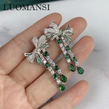 Luomansi 100%-S925 Sterling Silber Kreative Bogen Quaste Ohrringe Super Anerkennung Hohe Carbon