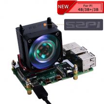 Schwarzer ICE-Tower CPU-Lüfter Super-Wärmeableitung 7 Farben Lichthalterung 5-lagige Gehäuseschale für Raspberry Pi 4B / 3B+