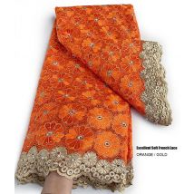 5 yards Orange Gold Schöne Afrikanische Tüll Spitze Französisch Stoff Nigerian Nähen Abendkleid Tragen Hohe Qualität Haut Gesunde