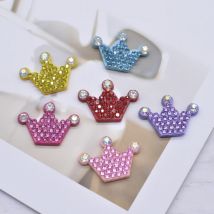 30Pcs/lots Charm Princess Crown DIY Crafts Patch Material for Stick on Clothing Appliques Hair Band Crystal Rhinestone Accessory
