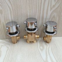 MTTUZK Massives Messing, verchromte Badewanne, Warm- und Kaltwasserregelventil, Badewanne, Dusche, Mischbatterie, Badewannenarmatur, 3-teiliges Set, Wasserhahn