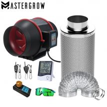 Set completo di Kit ventola per condotto da 4/5/6/8 pollici con ventola del regolatore di velocità dell'interruttore remoto + filtro a carbone, tenda da coltivazione per serra idroponica