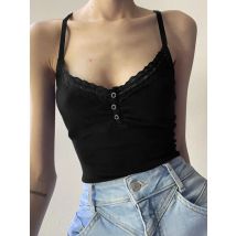 Sexy Falten Knöpfe ärmellose Crop Top schwarz Vintage Y2k Korsett Tops lässig Basic T-Shirt