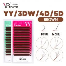 IWYB M Curl Brown Lashes YY/3D/4D/5DW Eyelashes Fox Eyes D/M Curl 8-14mm Natural Soft Makeup Lashes