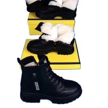 Winter New Fashionable Soft Leather Martin Boots with Velvet Comfortable Versatile Short Boots British Style Women's Snow Boots