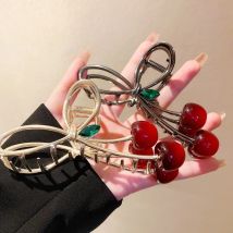 Frauen Elegante Kirsche Haar Klaue Greifen Clips Bogen Haarnadeln Koreanische Mode Barrettes Mädchen Pferdeschwanz Shark Clip Haar Zubehör