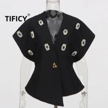 High Street Französisch Sexy Tiefem V-Weste Top frauen Herbst Neue Stil Slim Fit und Abnehmen Nagel Bohrer streetwear Weste Jacke