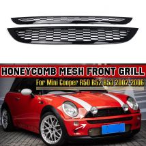 Für MINI One R50 R52 R53 2002–2006 2 Stück Frontstoßstange oben unten Kühlergrillabdeckung glänzend schwarz Honeycomb Mesh Grill Schutzabdeckung