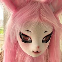 Fursuits Kopf Rubbit Bunny Kigurumi Headsets Furry Cosplay Kostüme Comiket Furries Teilweise Fursuit Fluffy Lolita Party Kostüm