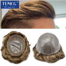 Kapillarprothese für Männer, 0,12–0,14 mm, Injektionshaut-Toupet, Herren-Perücken, männliche Haarprothese, 100 % Echthaar-System-Perücken für Männer
