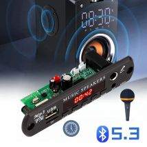 12V 60W Verstärker MP3-Decoder Board Zeitanzeige Bluetooth 5,3 Auto Kit 6,5mm Mikrofon MP3-Player FM Radio TF USB 3,5mm Aux DIY