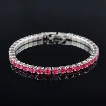 Rose Gold Silber Farbe 3mm 4mm 5mm Rosa Blau Grün Rot Tennis Armband Armreif für Frauen hochzeit Mode Schmuck Party Geschenk S4777