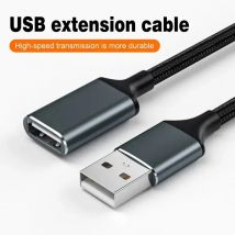 USB2.0-Verlängerungskabel, Maus, U-Disk, Computer-Tastatur-Verbindung, erweitertes Datenkabel, Nylon geflochten, 1 m, 2 m, 3 m, Aluminiumlegierung