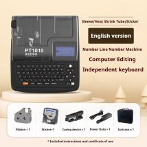 Impresora de etiquetas de transferencia térmica portátil PT1010 para uso Industrial de negocios, máquina de números automáticos para tubo de alambre termorretráctil de 220V