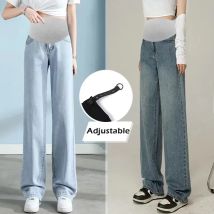 Hohe Taille Mutterschaft Bauch Jeans für Frühling Lange Schwangere Frauen Denim Hosen Mode Schwangerschaft Gerade Hosen Gestreckt