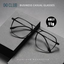 O-Q CLUB Großer Rahmen, Aluminiumrahmen, Titan, Business, Anti-Blaulicht-Lesebrille, Herren und Damen, anpassbar, verschreibungspflichtig, Damen