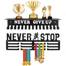 Medaillenaufhänger-Display, Wandmontage, Trophäenständer aus Metall, einfach zu installierender Medaillen-Display-Aufhänger mit inspirierenden Worten, Eisenmedaille