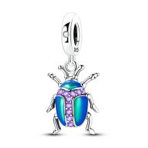 925 Sterling Silver Charms Bead Colorful Beetle Dangle Fit Original Bracelet DIY Women Jewelry
